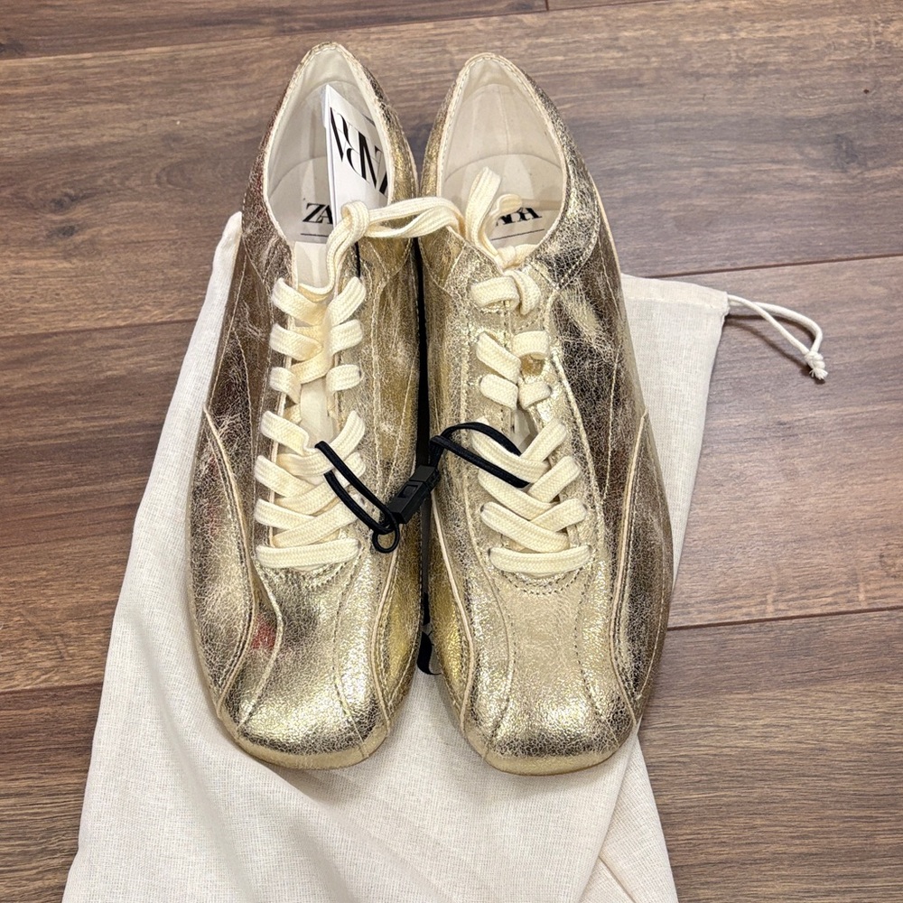 Zara Gold Women's Metallic Sneakers